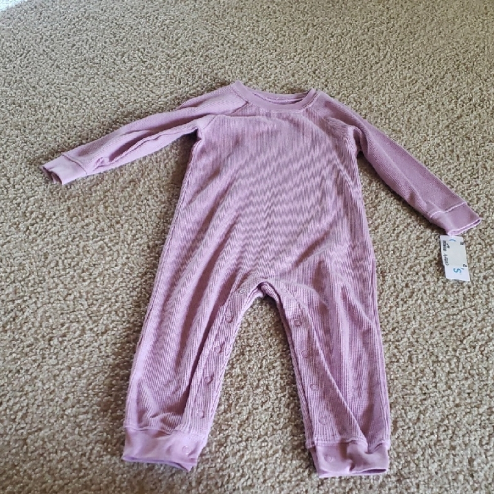 Carter's 24M Baby Girls Ribbed Light Purple One-Piece Thermal Waffle Jumpsuit